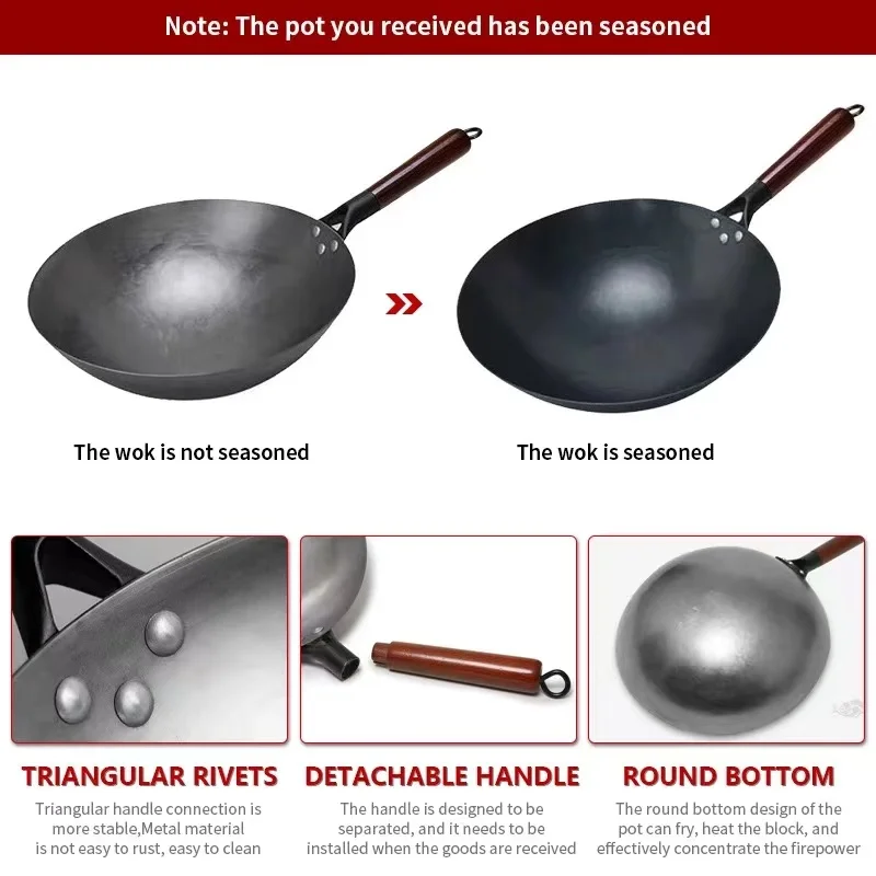 New Arrival Craft Wok Traditional Hand Hammered Carbon Steel Wok With