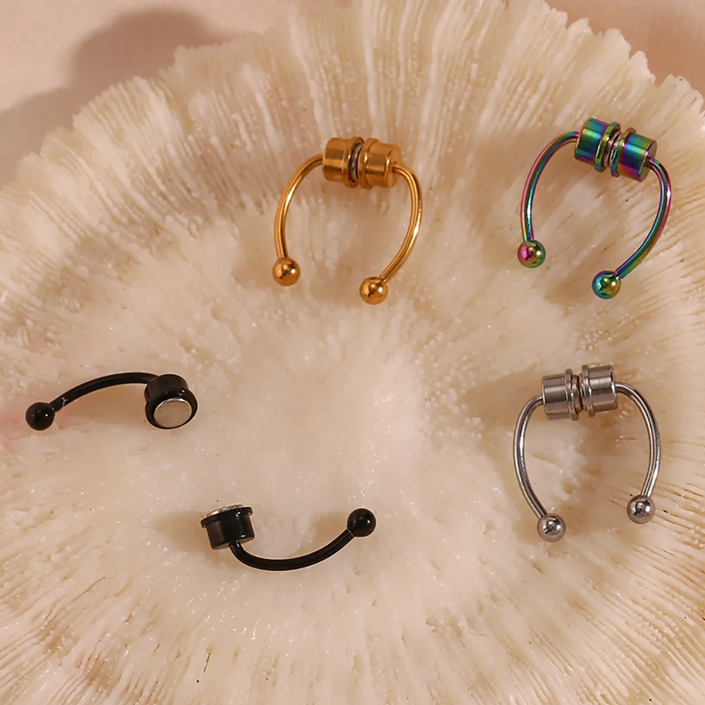 Sexy 18k Gold Plated Tarnish Free Magnetic Fake Nose Ring for Women 316L  Stainless Steel Non Piercing Jewelry