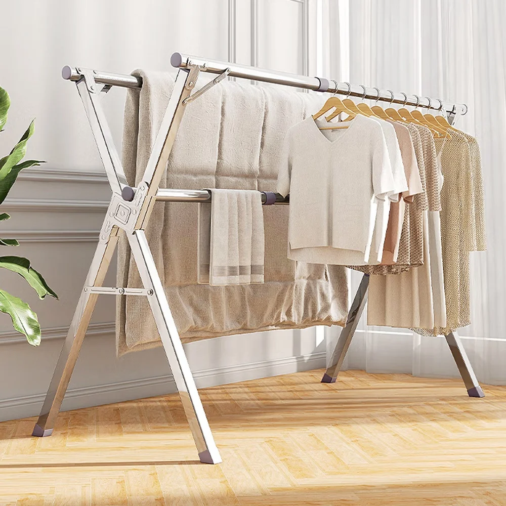 Lightweight Stainless Steel Foldable Freestanding Laundry Rack Cheap Used  Clothes Drying Rack for Air Drying Clothing