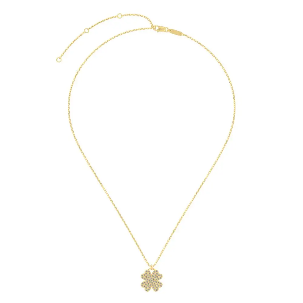 KAKODIY Fashion 925 Sterling Silver Fine Jewelry for Women 5A Cubic Zirconia Pendant Lucky Four Leaf Clover Necklace detail 1