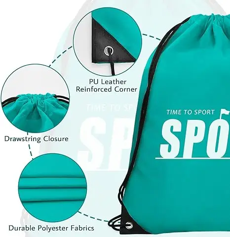 Large Capacity Reusable Drawstring Backpack with Custom Logo Heavy Duty Gym Sports Travel Bag for Swimming Beach Use supplier