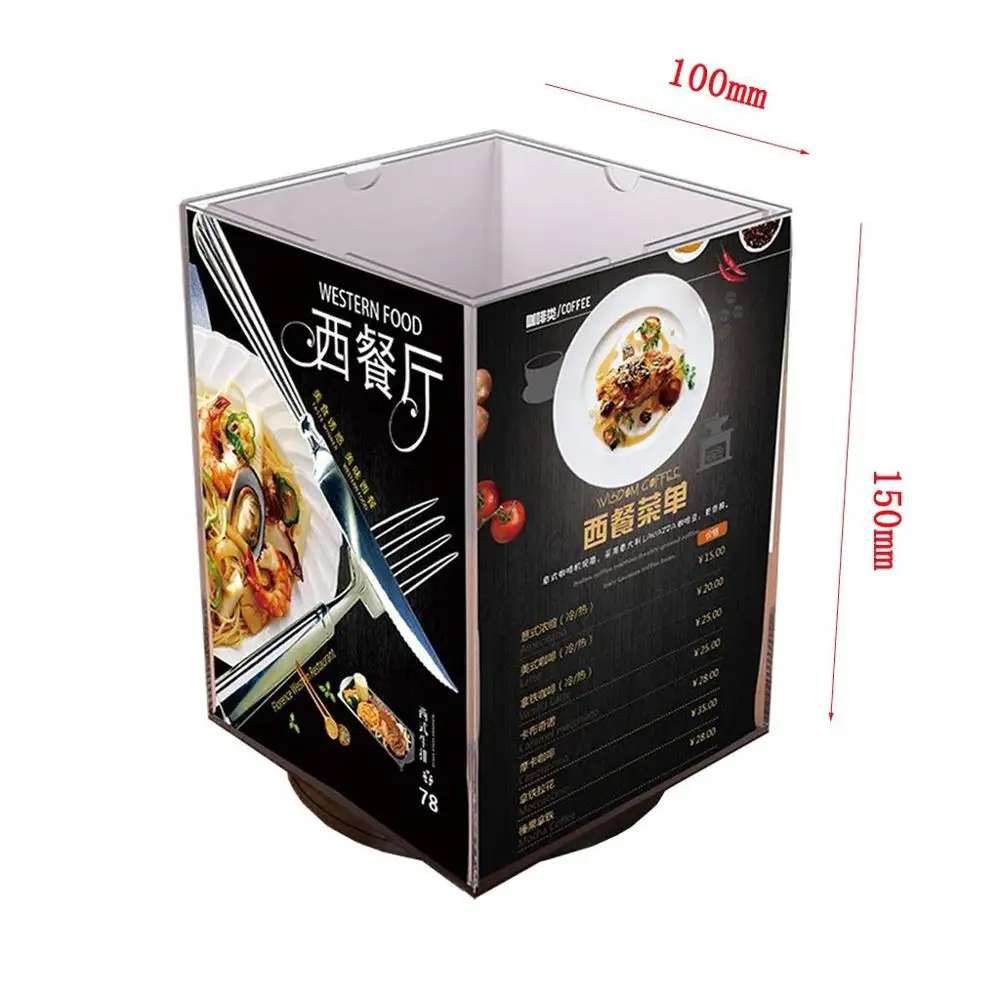 Acrylic Rotating Menu Holder - Customizable Display Stand