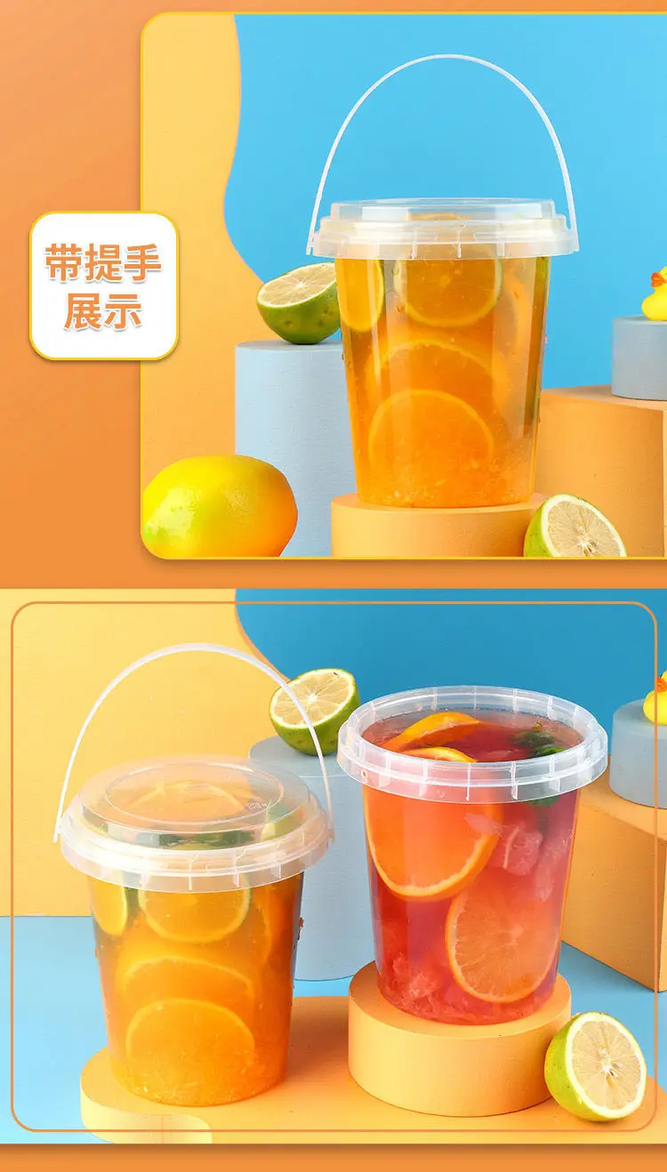 32oz Free Design Stackable Giant Beverage Drink Bucket Plastic Barrel Cups Fruit Cups With