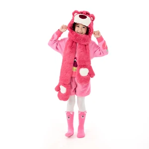 Super Soft Princess Bear Plush Pajamas Cartoon Movie Star pink Animal Hollow Polyester Costume Set Suitable for Girls Children
