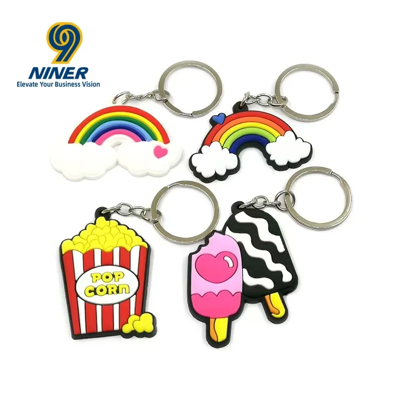 Cartoon Anime PVC Soft Rubber Keychain Cute Accessories Pendant Gift Printed Logo