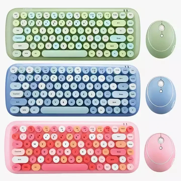 Hot Sale 2.4G Keyboard and Mouse Wireless Jelly Candy Color Mix Pink Combo For PC