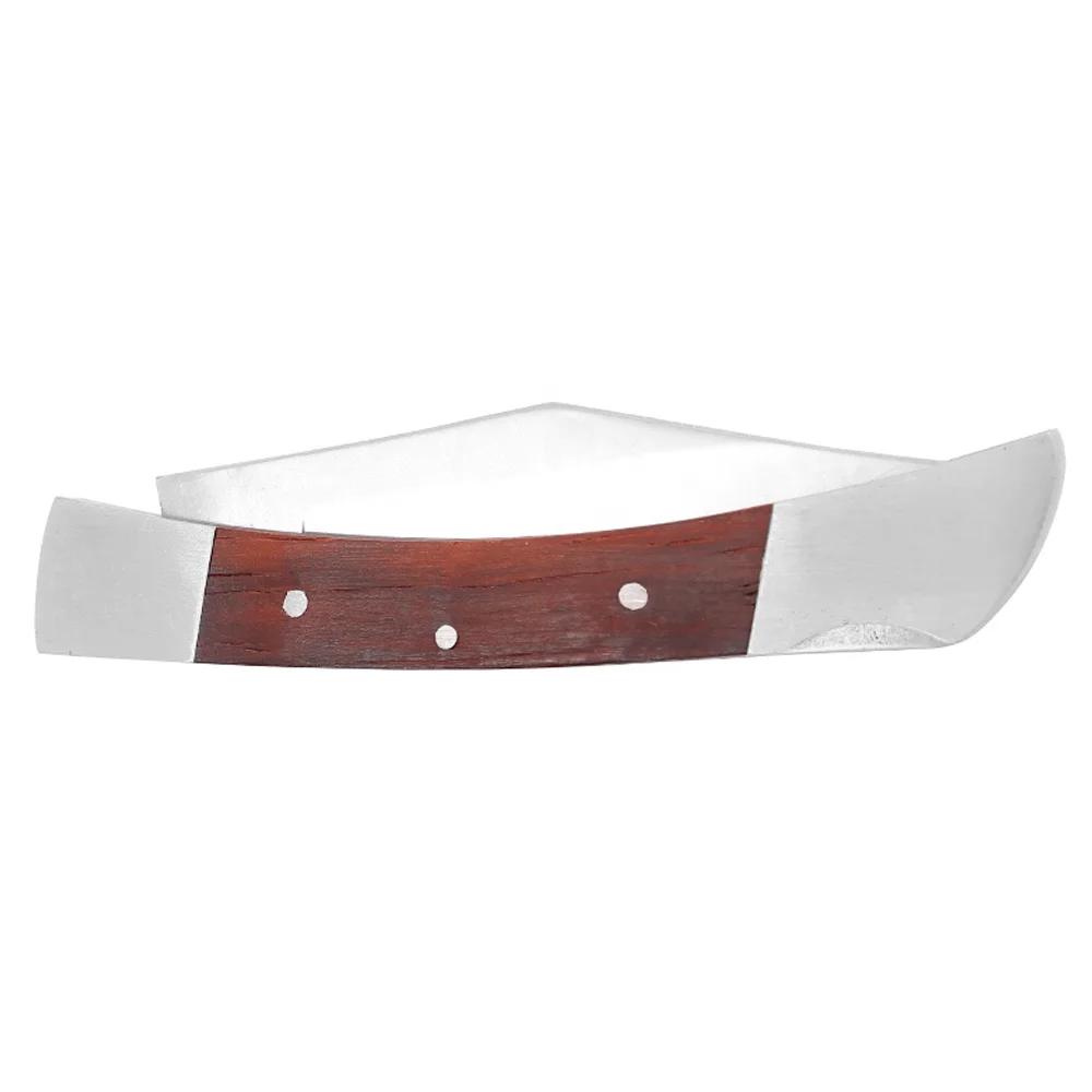 Compact 2.91" Clip Point Blade Nail Nick Open Dual Bolster African Padauk Handle Safe Back Lock Pocket Knife for Gift Store