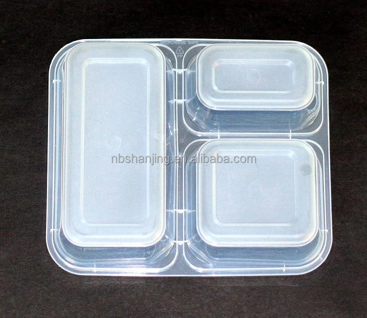 China 9″ x 9″ 3-Compartment Disposable Takeaway Food Containers Wholesale  Clamshell Lunch Box With Lids Manufacture and Factory