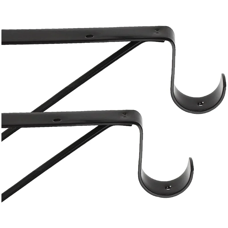 Heavy Duty Closet Shelf & Rod Bracket Black Closet Rod Support Hooks ...