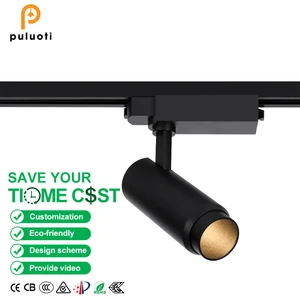 Modern Black 10W Magnetic Track Spotlight Ceiling Adjustable 10-60° Beam Angle LED Wall Washing Light Aluminum for Supermarket