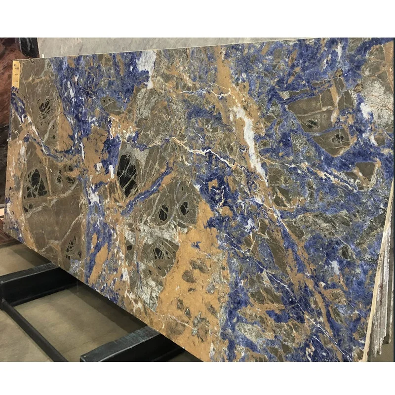 Luksusartet eksotisk brasiliansk blå Azul Bahia-granitplade til indvendig baggrundsvægdesign