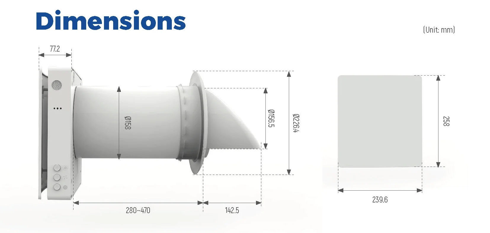 Mounted Fresh Air Unit, HRV, Wall - detail 22