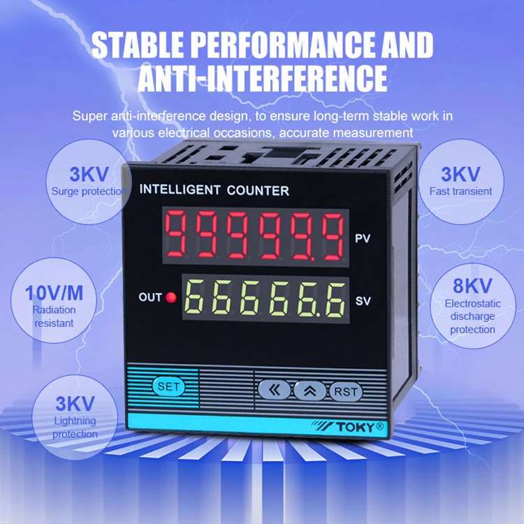 High Accuracy Industrial Microprocessor Controlled Dual Line 6 Digits Display Digital Counter