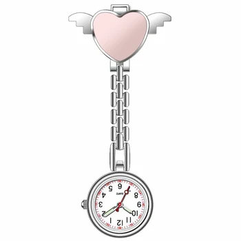 Wholesale Price Pocket Watch Portable Heart Face Analog Clip-On Metal Breast Watch for Nurse Doctor Fob Quartz Watch