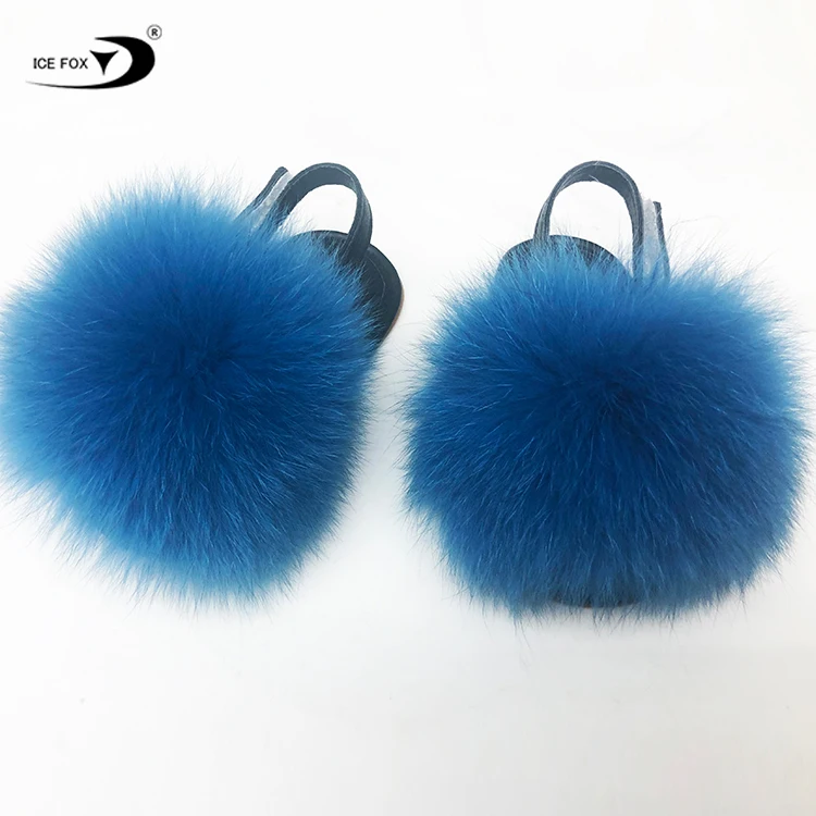 Новинка, дизайнерские Роскошные Детские слайды из натурального Лисьего меха разных цветов для девочек