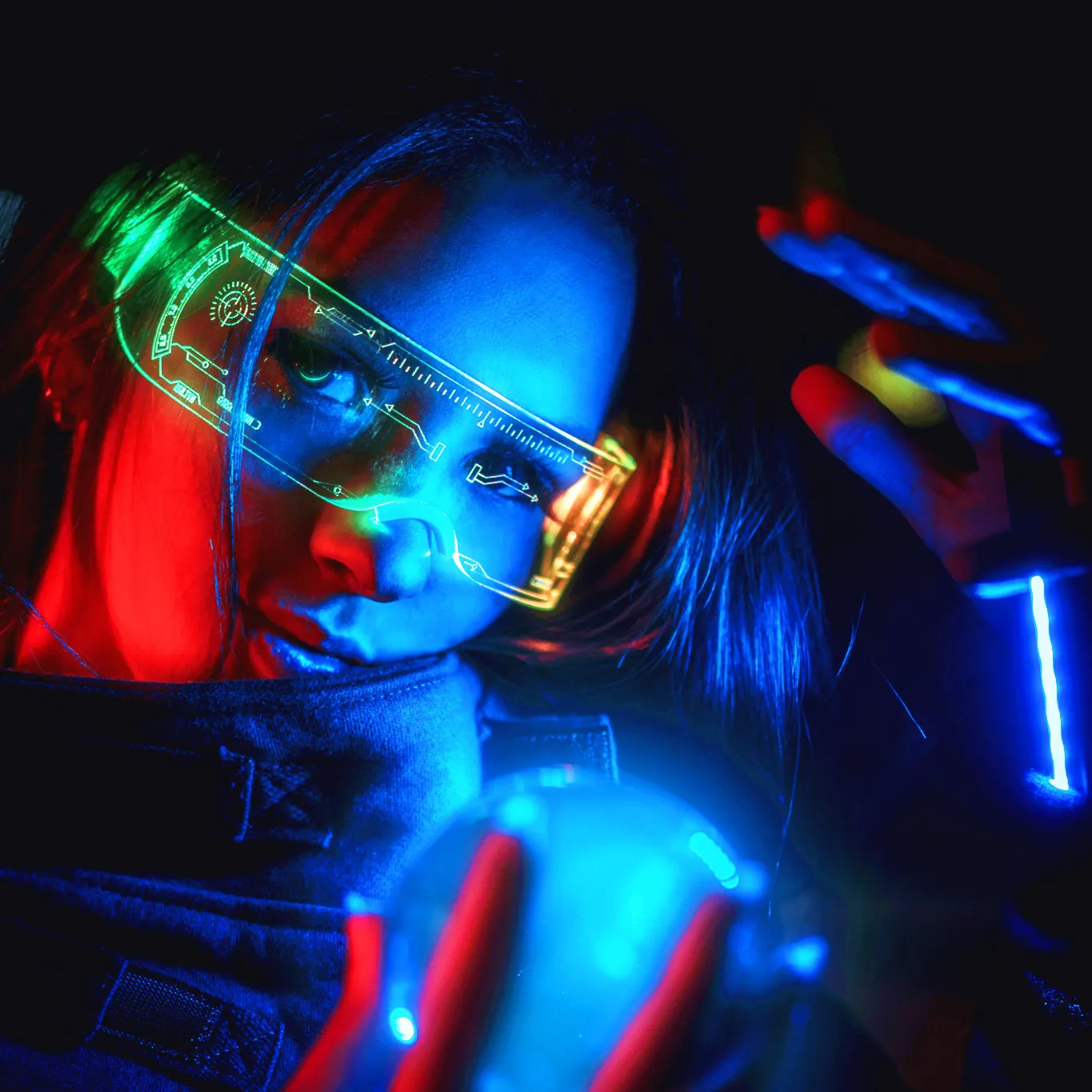 Eamplest Lunettes Lumineuses LED,8 modèles de lumière, Cyberpunk Lunettes Lumineuses Lunette Futuriste, Lunettes LED USB Rechargeables Pour Raves, Le Cosplay,Et Les Fête | Votre wishlist sur