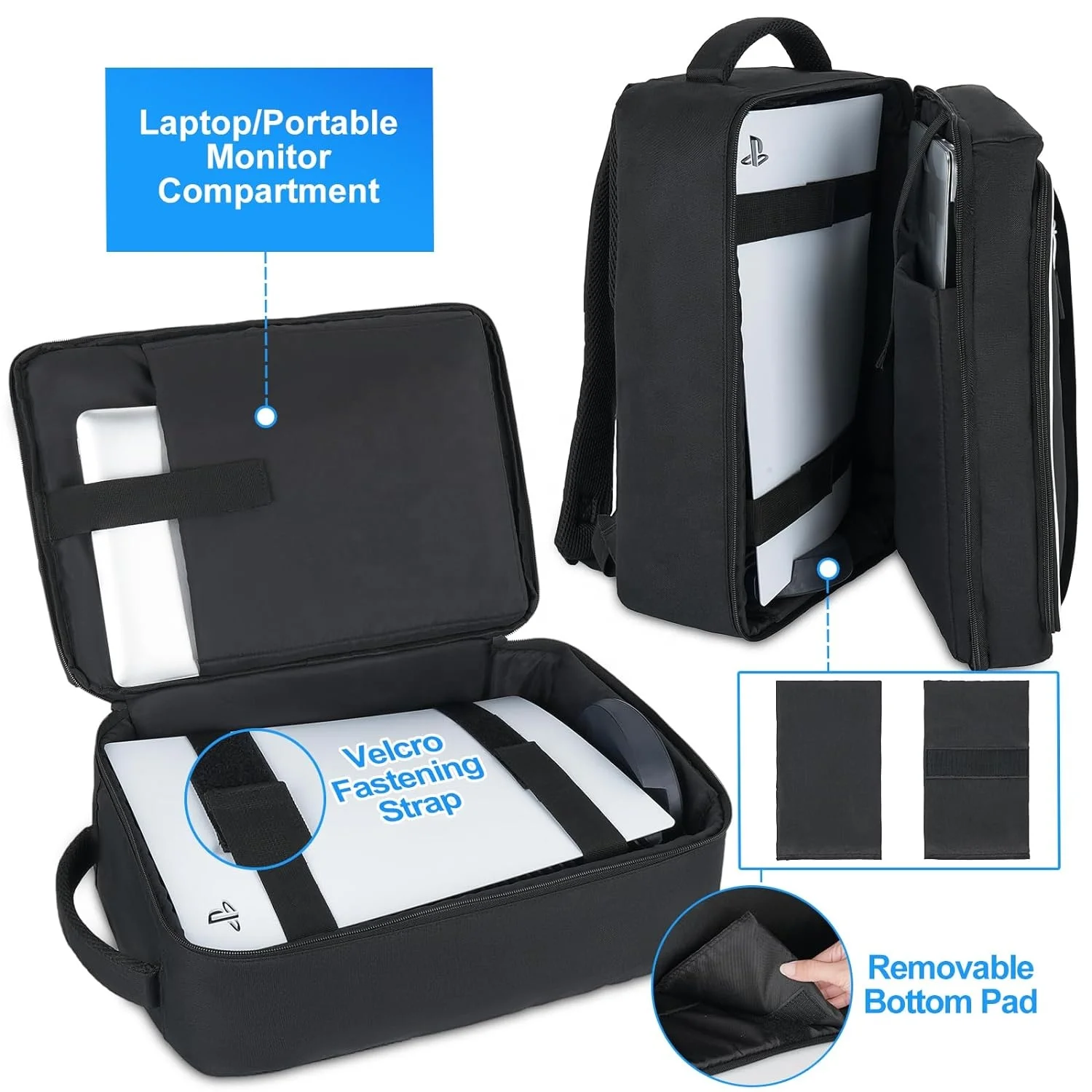 Mochila de transporte compatível com PS5 para console de viagem, estojo de  transporte personalizado para fones de ouvido, bolsa de transporte