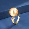 Bague dorée avec billes dorées, taille ajustable