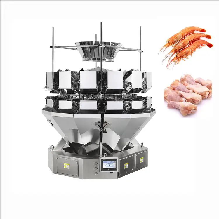 500-2000g 14 Heads Frozen Food Multihead Hairtail Fish Weigher Weighing  Scale Machine