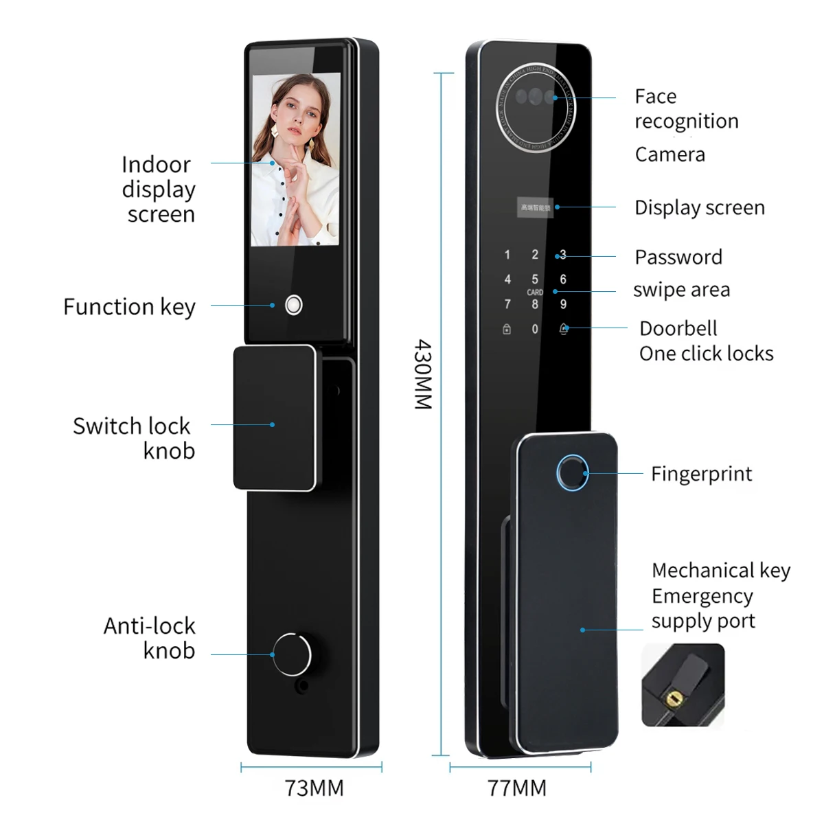 High RecognitionSmartLock ForHomeApartment Waterproof Anti-Theft RFID Fingerprint Password Access Tuya Control For Wood thumbnail 6