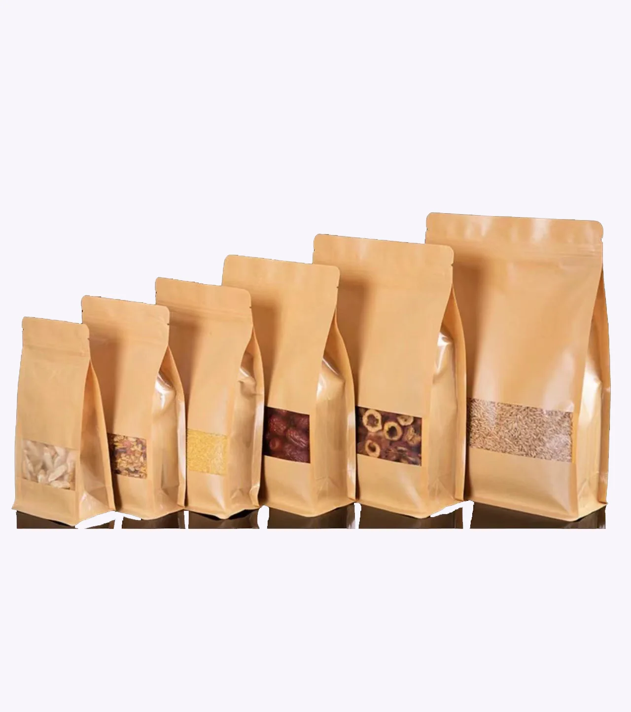 Plastic Bag Food Grade Food Packaging Resealable Food Grade Kraft Brown