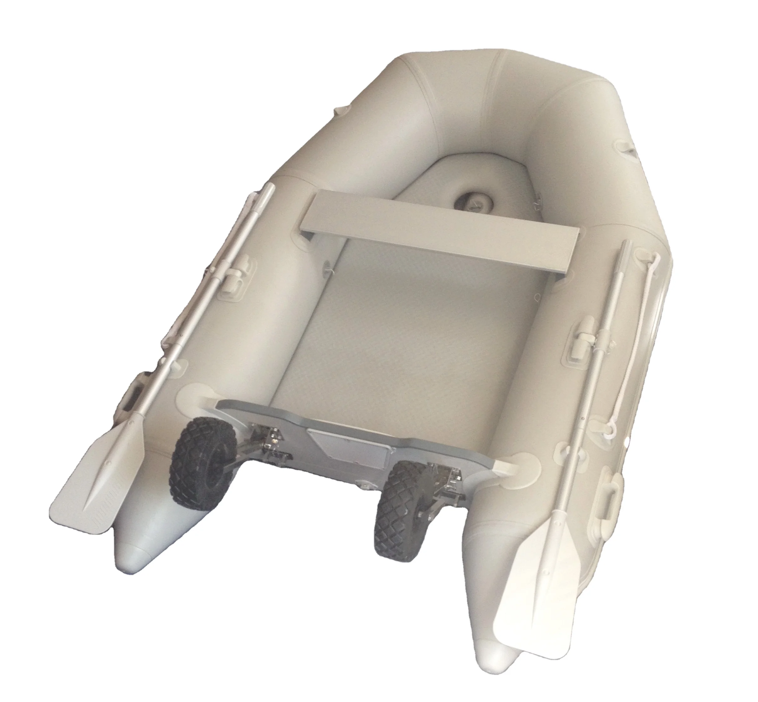 PVC Material Inflatable Boat with Air Floor and Transom Wheel Trailer