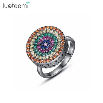 LUOTEEMI Cool Woman Luxury Halo Lady Finger Adjustable Zircon Fashion Jewelry 2021 Cocktail Female Signet Ring