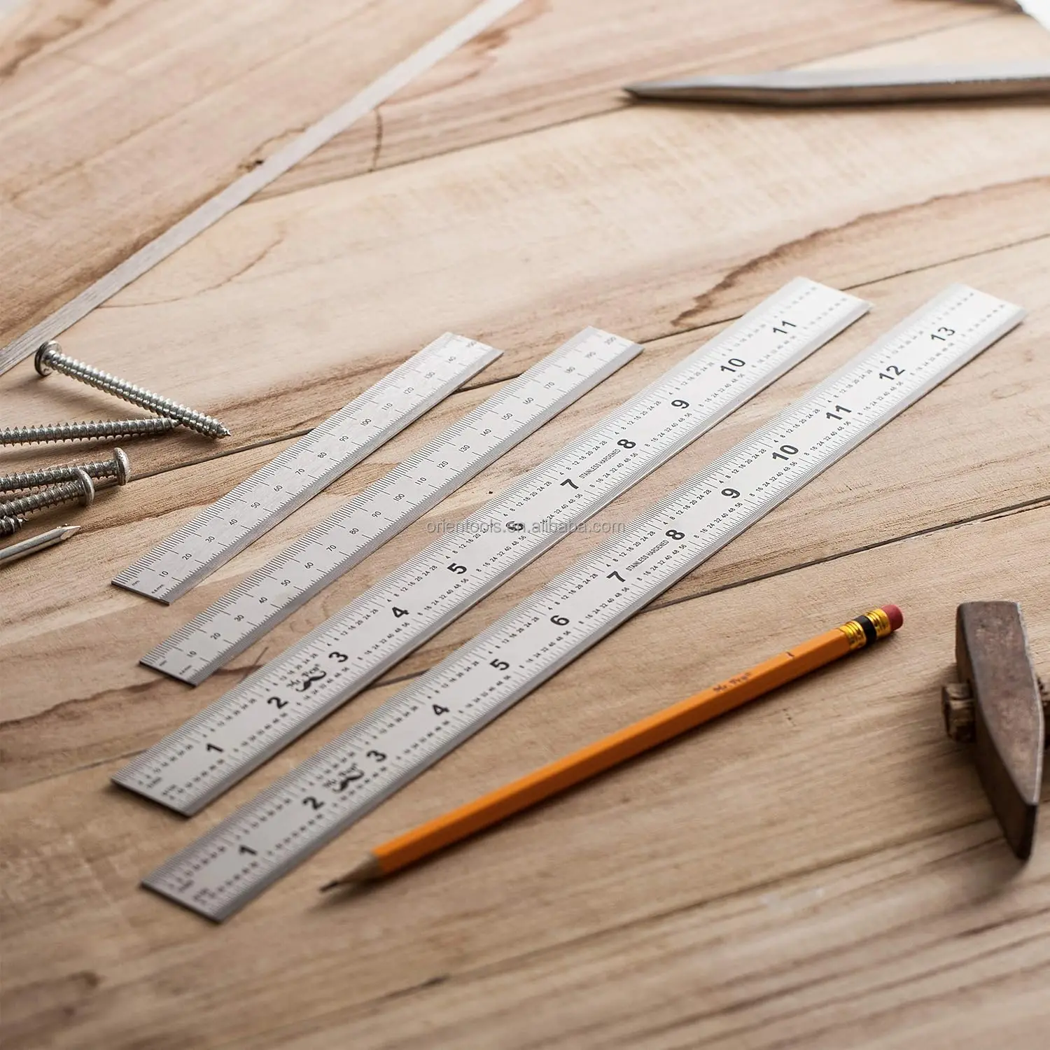 Custom Logo 15cm Stainless Steel Student Stationery School Straight Metal Ruler