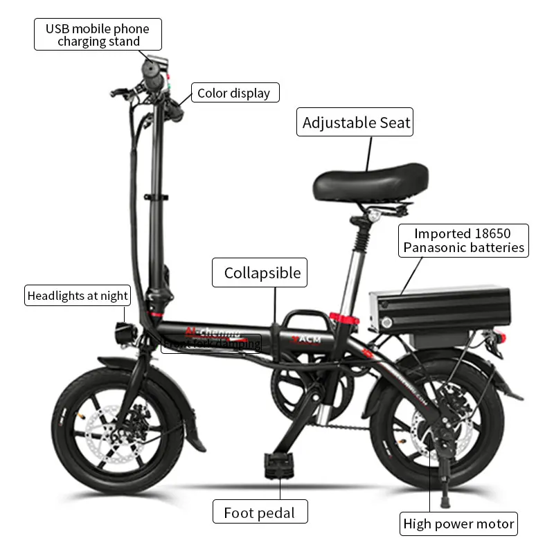 Guangdong Ao-mirong 350W Most Popular 10-inch Fat Tire Mountain Electric  Bike Bicicleta Electrica Moto Elettrica