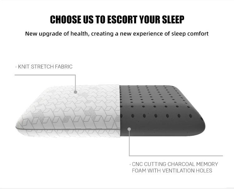 Jbm High Quality Pure White Silk Fabric Bed Pillow Memory Foam Neck