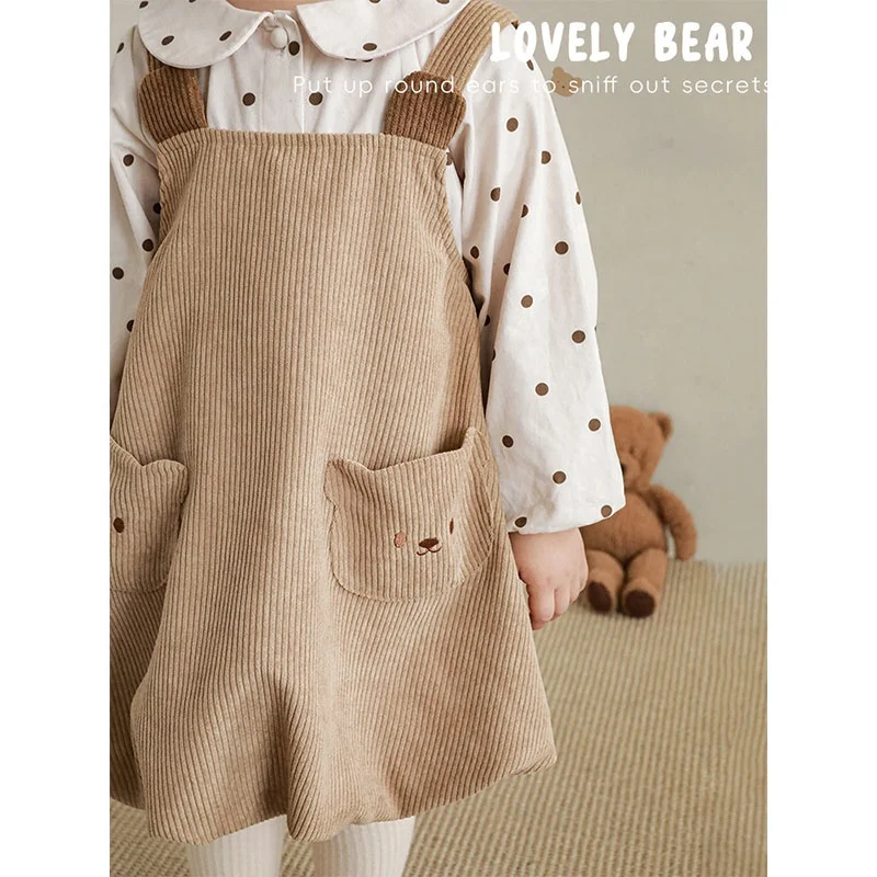 Shop Our Autumn New Arrival Khaki Corduroy Overalls for Girls