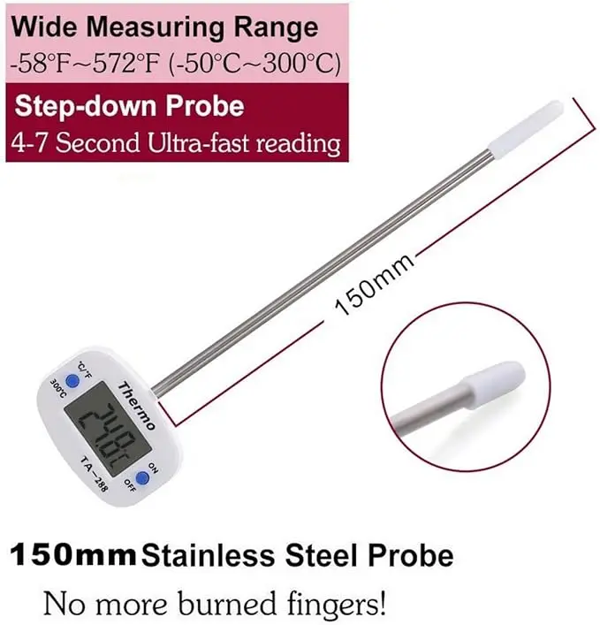Kitchen Cooking Thermometer Instant Read Best Digital Thermometer for Meat Poultry BBQ Milk Candy Thermometer