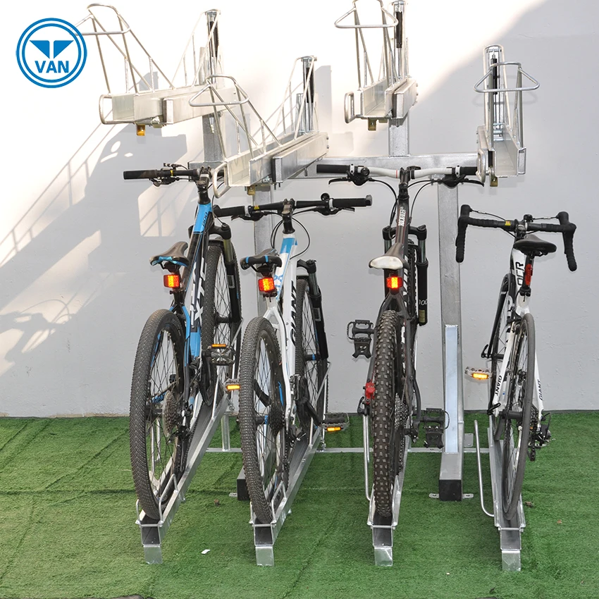 Customized garage storage double decker parking display bike rack for 8 bikes Alibaba