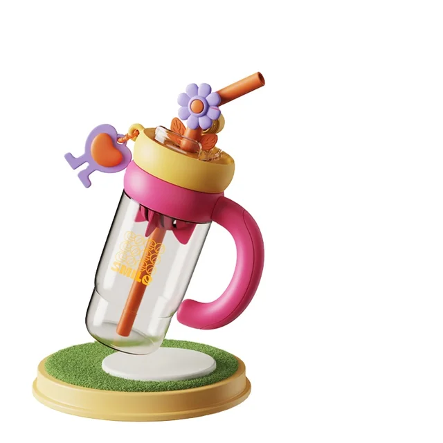Coated Water Bottle Straws Straight Drink Lid 1L Capacity Tea Infuser Bottle for Festivals Personalized Present Tumbler