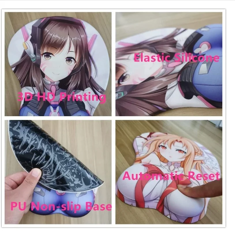 Girls Breast and Ass 3D Mouse Pad Sexy Real Touch FeelingCute Mouse Pads Non-Slip Silicone Base for Home Office Working Studying