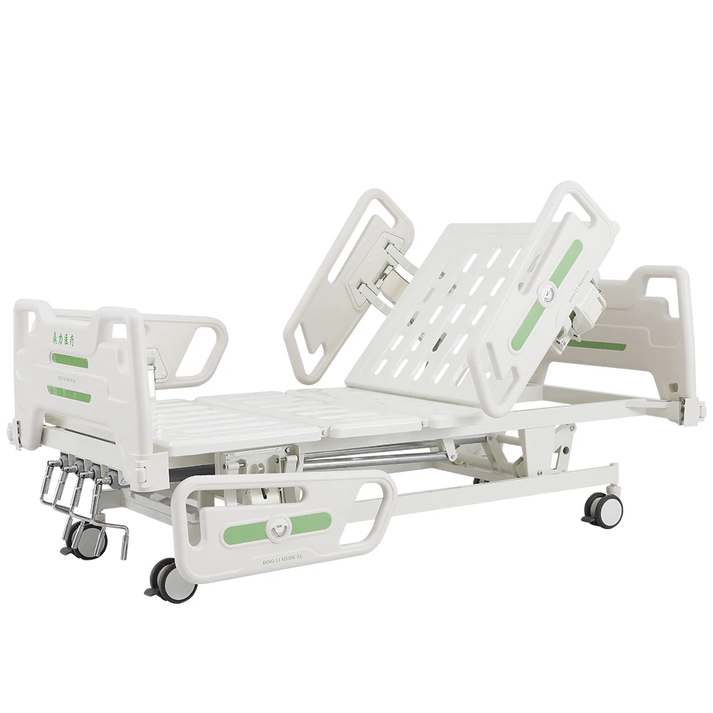 Stainless Steel Modern Four Split Rail Manual Nursing Bed-Five Function Therapeutic Equipment Trendelenburg Mechanism CE School 2