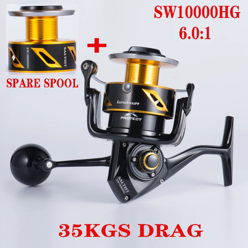Lurekiller Full Metal Spinning Jigging Reel Saltist SW4000XG 5000XG 6000HG  10000HG 35kgs Drag Boat Popping Reel (Size : 10, Color : SW5000XG)