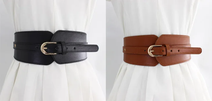 Double Ring Rhinestone Buckle Belt Brown Elastic Thin Waistband Vintage  Coat Dress Girdle For Women Decoration - Temu Germany