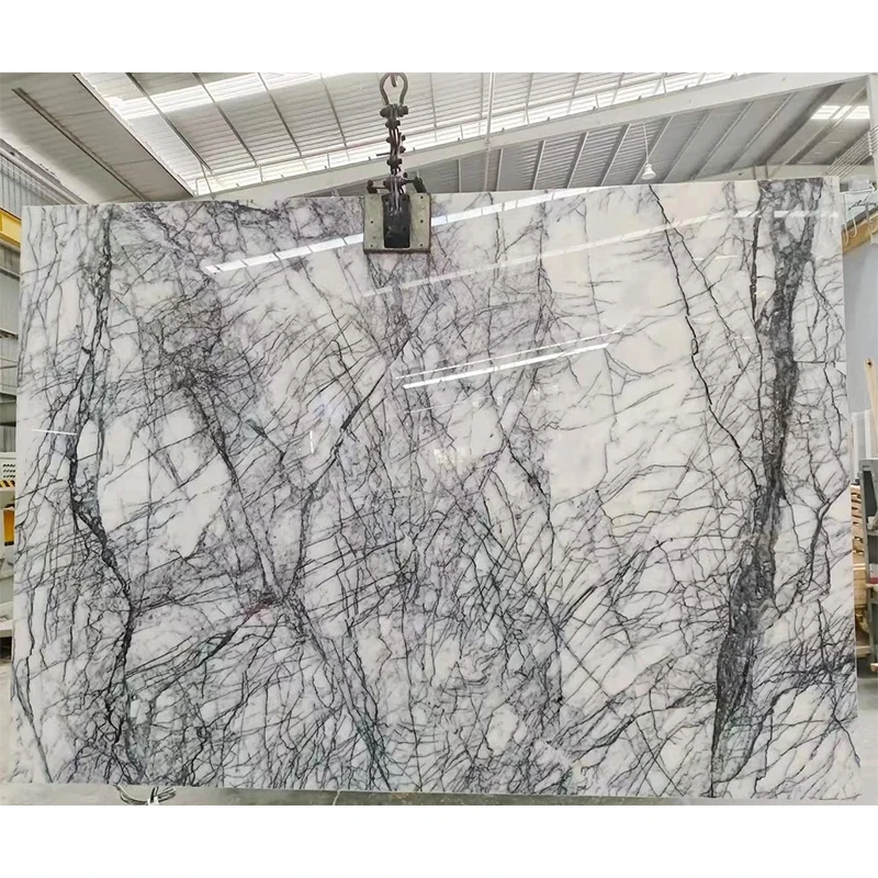 Premium Modern Lilac White Marble Slab Quality Natural Polished New York Marble Design for Villa New Style Modern