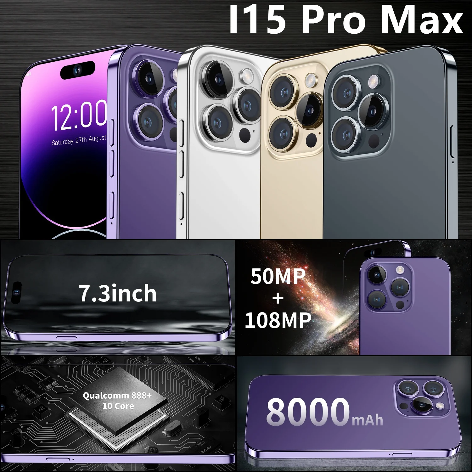 5G Original i15 Pro Max Celular Android13.0 Smartphone 4G 5g i14 pro max 16+512gb 256gb Mobile Phone for 13 Pro Max