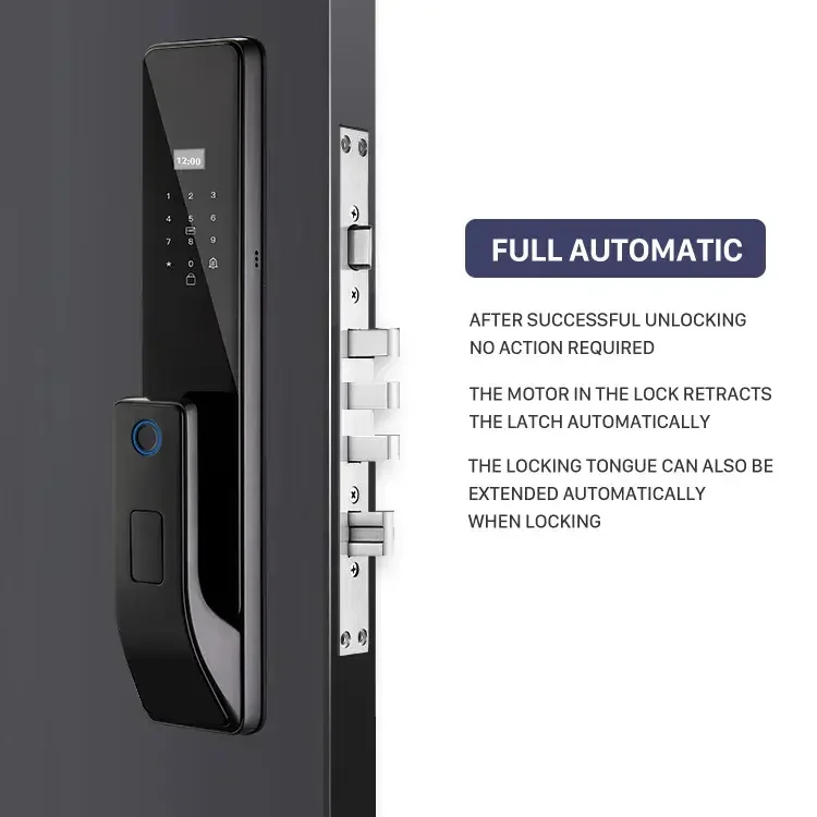Smart Lock for Steel Doors Fingerprint WIFI App Aluminum Keyless Digital Door Handle Tuya Smart Lock Memory Card Cloud Data