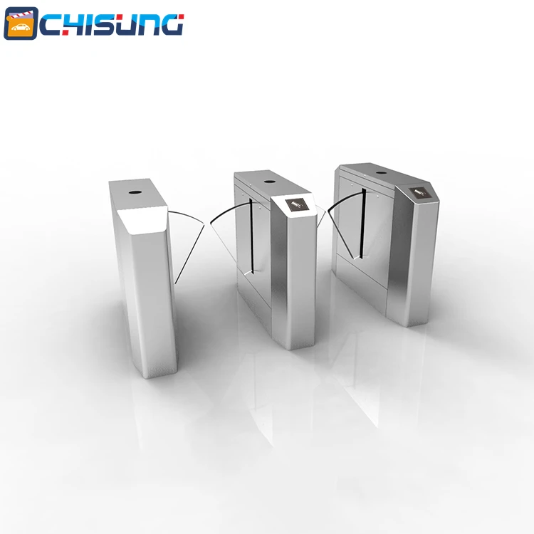 Access Control Electronic Turnstile Flap Barrier Gate Use for Office Building Entrance Two Motors Wing Gate