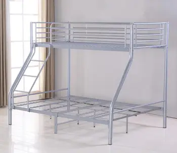 Modern Twin-Full Black Metal Bunk Bed Frame Enhanced Upper-Level Guardrail Free Sample Easy Assembly for Bedroom Hotel School
