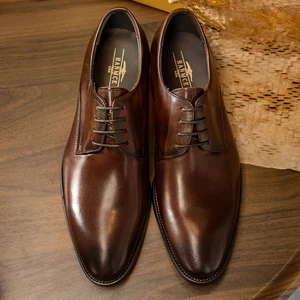 Low MOQ High Quality Luxury Genuine Leather Shoes Handmade Men's Derby Shoes