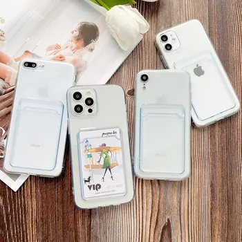 TPU Airbag Case For iPhone13 12 Pro Max Credit Card Slot Clear Back Cover Shockproof Mobile Phone Case Cover For iPhone 11 pro