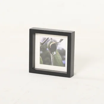 Wooden Picture Frame Photo Frame with Double Pane Glass Minimal Eco Wood Natural Black Iron Rectangle HF Wooden Shadow Box
