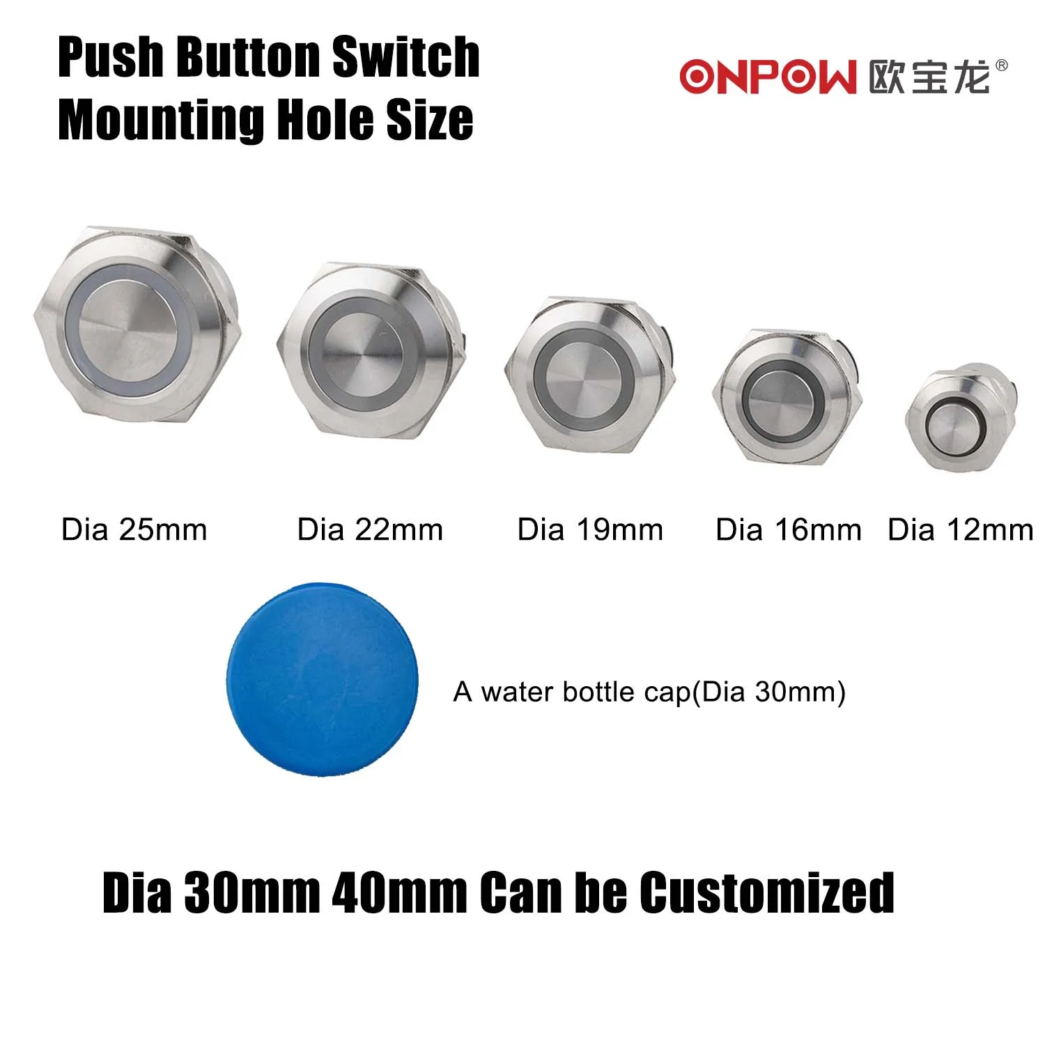 Push Button Switch Factory 12mm 16mm 19mm 22mm Metal Momentary Push Button Switches with Light