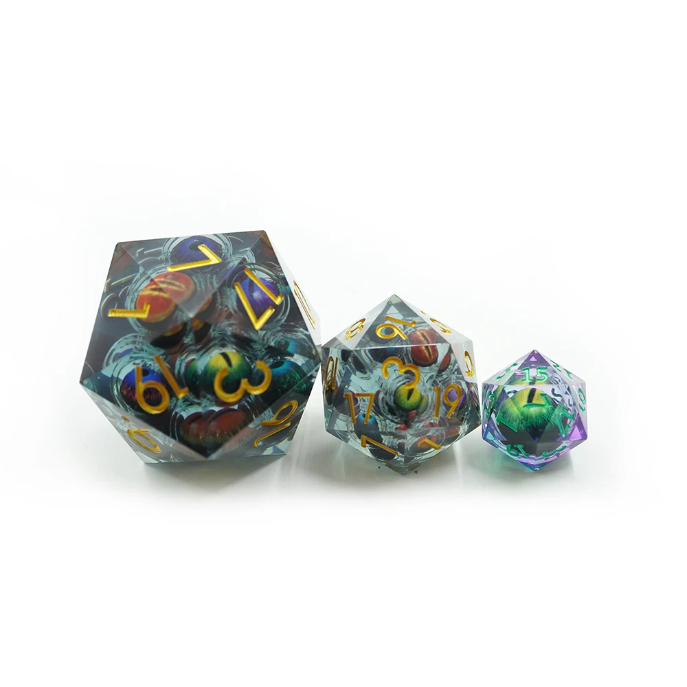 Yushun Personalizado DND D20 50MM Dados de Resina Jumbo com Design de Olho de Dragão em Movimento para Dungeons and Dragons