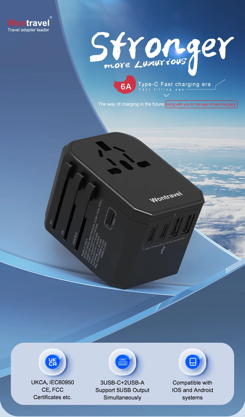 Wontravel 6a International Travel Adapter All In One Worldwide Travel ...