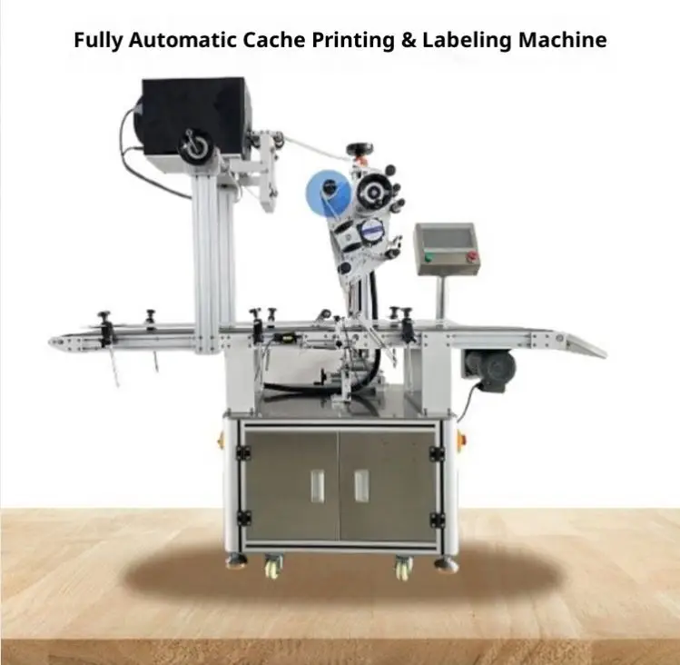 TEBAK Full Automatic Cardboard Box Label Applicator Adhesive Sticker Paging Flat Surface Plane Card Sticker Labeling Machine